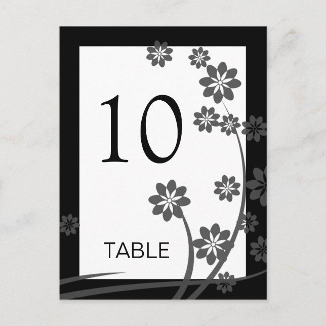 Black Onxy Floral Pattern Template Table Numbers (Front)