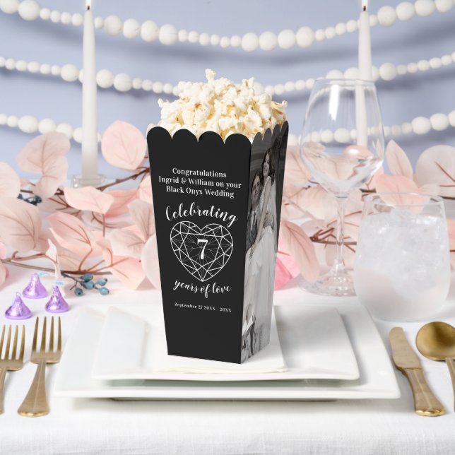 Black onyx 7th wedding anniversary two photos favor boxes (Wedding)