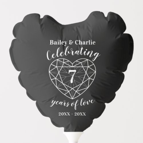 Black onyx anniversary 7 years of love photo balloon
