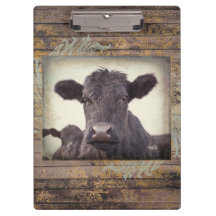 BLACK ONYX CLIPBOARD - BLACK ANGUS COW