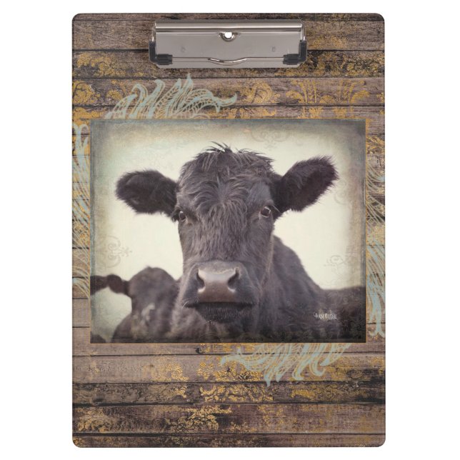 BLACK ONYX  CLIPBOARD - BLACK ANGUS COW (Front)