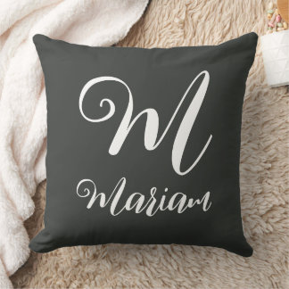 Black Onyx Color - Trendy Name & Monogrammed Throw Pillow