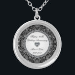 Black Onyx Diamond Wedding Anniversary Silver Plated Necklace<br><div class="desc">A Digitalbcon Images Design featuring a platinum silver and black onyx style theme with a variety of custom images, shapes, patterns, styles and fonts in this one-of-a-kind "Black Onyx Style Diamond Wedding Anniversary" Silver Plated Necklace. This attractive and elegant design comes complete with customizable text lettering, making this the perfect...</div>