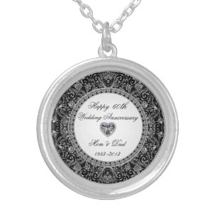 Black Onyx Diamond Wedding Anniversary Silver Plated Necklace