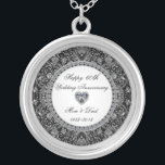 Black Onyx Diamond Wedding Anniversary Silver Plated Necklace<br><div class="desc">A Digitalbcon Images Design featuring a platinum silver and black onyx style theme with a variety of custom images, shapes, patterns, styles and fonts in this one-of-a-kind "Black Onyx Style Diamond Wedding Anniversary" Silver Plated Necklace. This attractive and elegant design comes complete with customizable text lettering, making this the perfect...</div>