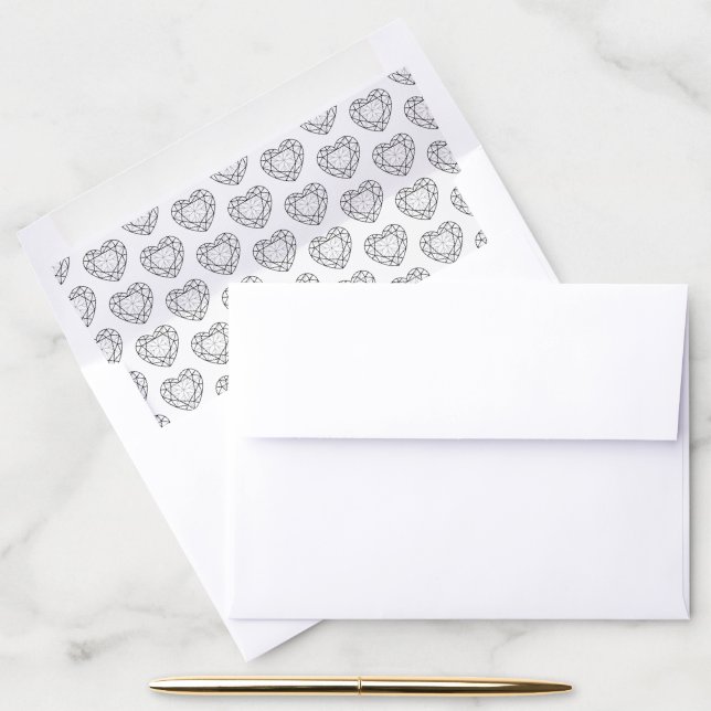 Black onyx jewel stone line art pattern envelope liner (Desk)