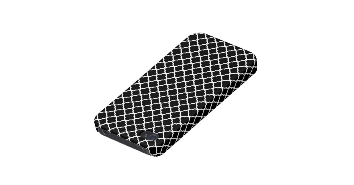 Black onyx quatrefoil design iphone 4 case / cover | Zazzle