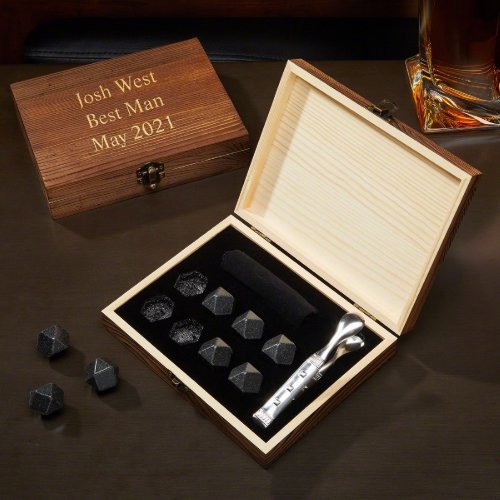 Black Onyx Stones Set With Engraved Gift Box