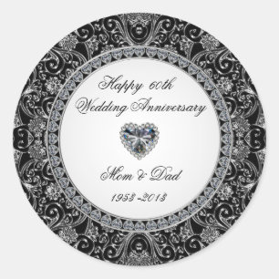 Black Onyx Style Diamond Wedding Anniversary Classic Round Sticker