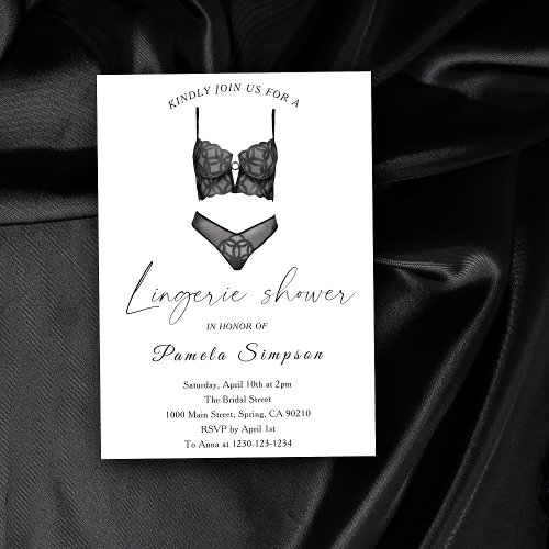 Black Ooh La La Lingerie Bridal Shower Invitation