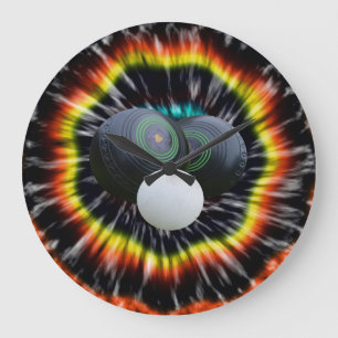 Black Opal Lawn Bowls Tie Dye, Large Clock