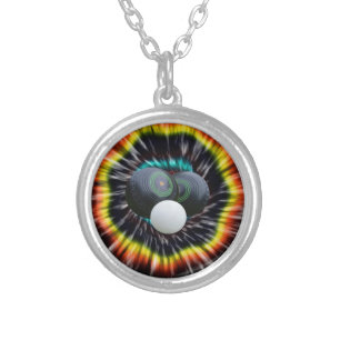 Black Opal Lawn Bowls Tie Dye, Silver Plated Necklace
