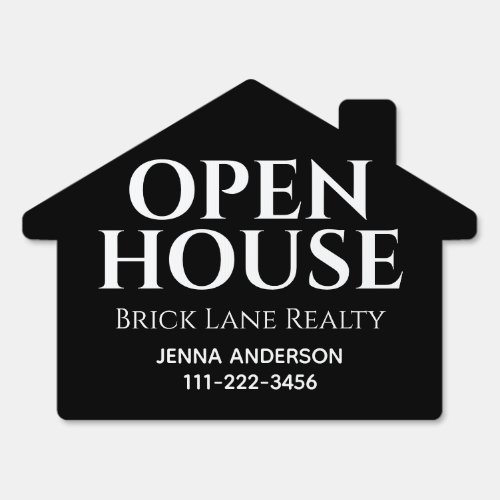 Black Open House Real Estate Contact Info  Sign