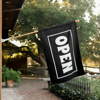 Black Open Sign Flag by InkWorks at Zazzle