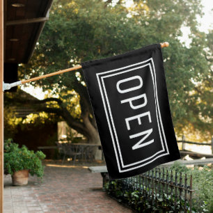 BLACK OPEN SIGN FLAG