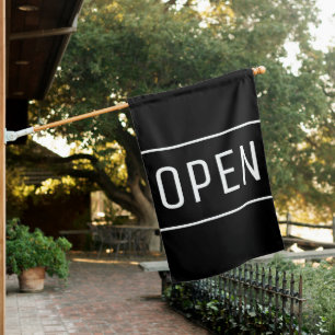 BLACK OPEN SIGN FLAG