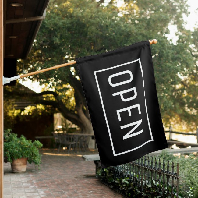 BLACK OPEN SIGN FLAG
