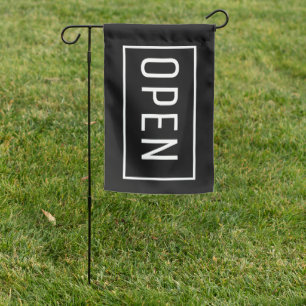 BLACK OPEN SIGN FLAG
