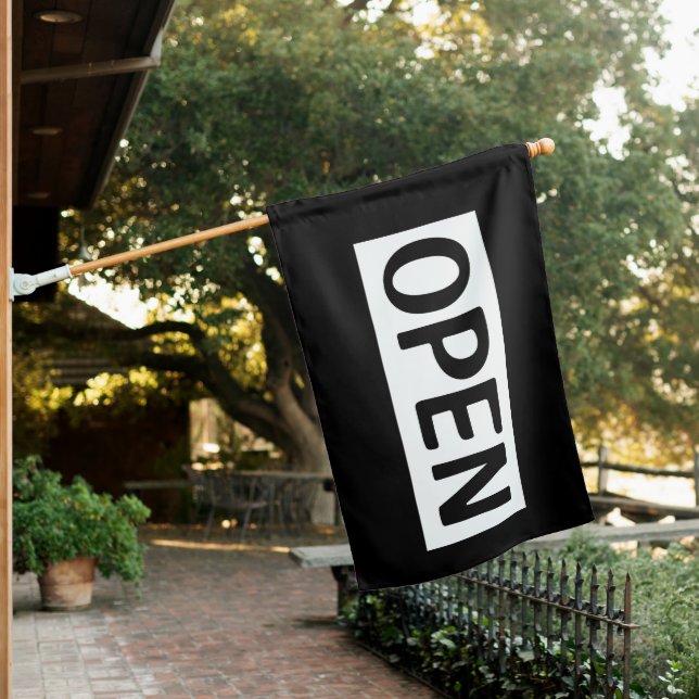 BLACK OPEN SIGN FLAG (In SItu)
