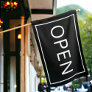 Black Open Sign Modern Minimal Small Business Flag