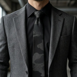 Black Ops Stealth Camouflage Pattern Neck Tie