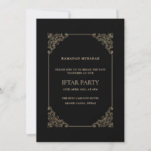 Black Opulent Baroque Frame Script Iftar Party Invitation