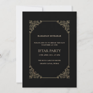 Black Opulent Baroque Frame Script Iftar Party Invitation