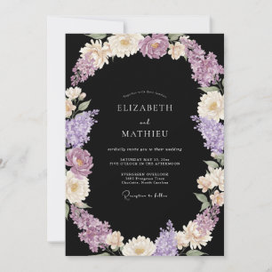 Black Opulent Botanical Wedding Invitation