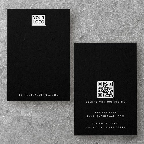Black or any color logo QR earring display card