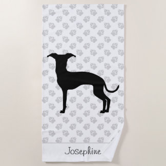 Black (Or Any Other Color) Iggy Silhouette & Name Beach Towel