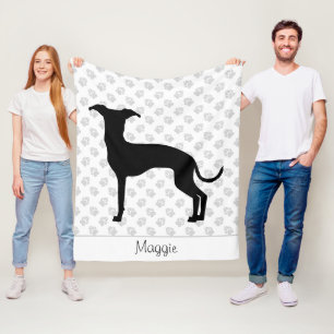 Black (Or Any Other Color) Iggy Silhouette & Name Fleece Blanket