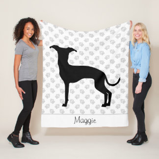 Black (Or Any Other Color) Iggy Silhouette & Name Fleece Blanket