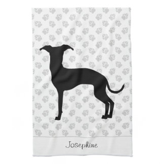 Black (Or Any Other Color) Iggy Silhouette &amp; Name Kitchen Towel