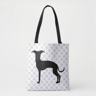 Black (Or Any Other Color) Iggy Silhouette &amp; Paws Tote Bag
