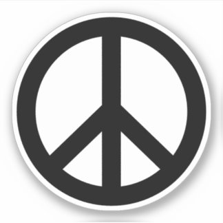 Black or custom color peace symbol sticker