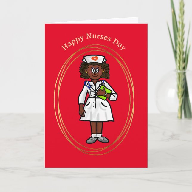 Black or Dark Skinned Female Nurse Card (Front)