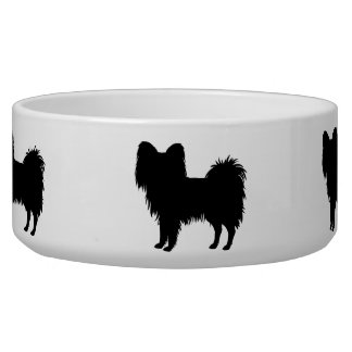 Black (Or Other Color) Papillon Dog Silhouette Bowl