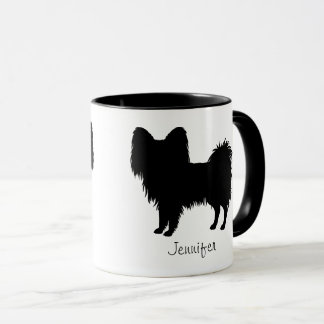 Black (Or Other Color) Papillon Dog Silhouette Mug