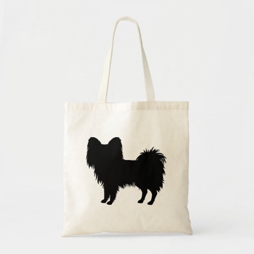 Black Or Other Color Papillon Dog Silhouette Tote Bag