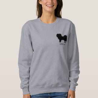 Black (Or Other Color) Phalène Dog And Custom Text Sweatshirt
