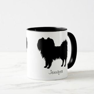 Black (Or Other Color) Phalène Dog Silhouette Mug