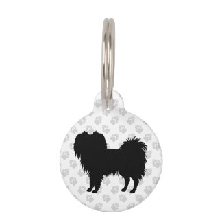 Black (Or Other Color) Phalène Dog Silhouette Pet ID Tag