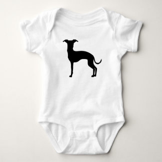 Black (Or Your Color) Italian Greyhound Silhouette Baby Bodysuit