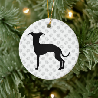 Black (Or Your Color) Italian Greyhound Silhouette Ceramic Ornament