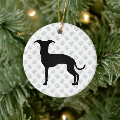 Black Or Your Color Italian Greyhound Silhouette Ceramic Ornament