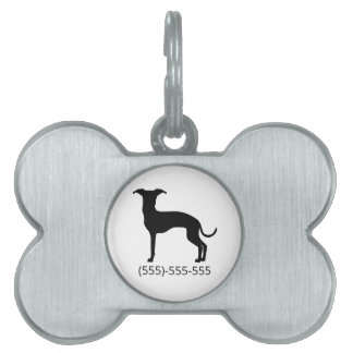 Black (Or Your Color) Italian Greyhound Silhouette Pet ID Tag