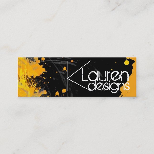 black orange abstract skinny business card (Front)