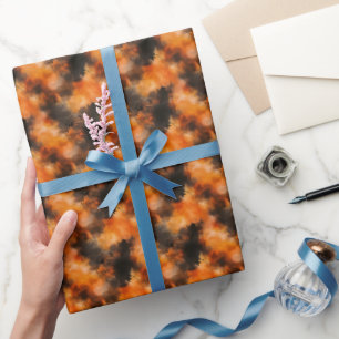 Black & Orange Abstract  Wrapping Paper