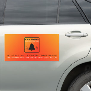Black & Orange Alarm Logo, Security Alarm Service Car Magnet