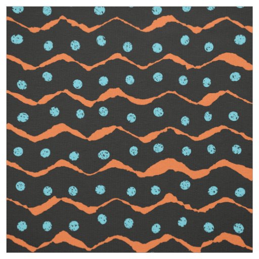 Black, Orange and Blue Pattern Fabric